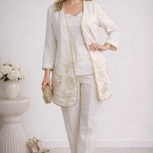 Womens | Donna Vinci Formal Linen Women's 3pc Pant Suit. | C1